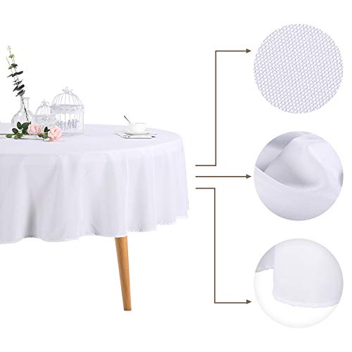 Ascoza 2pack 70 Inch White Round Tablecloth in Polyester Fabric for Wedding/Banquet/Restaurant/Parties - Image 2