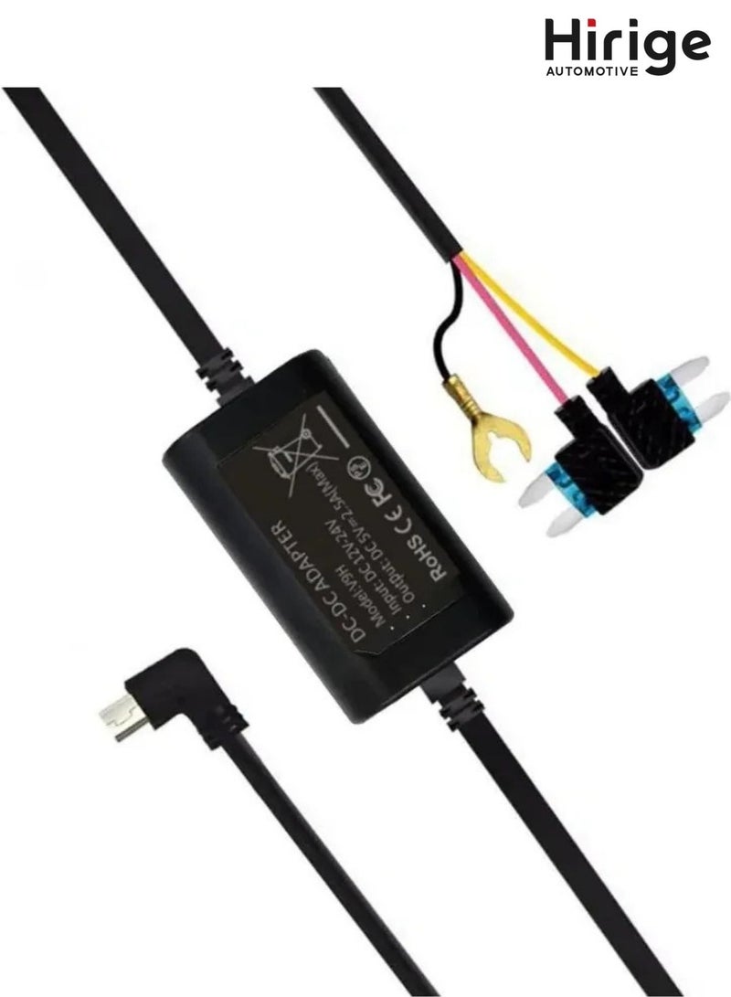 هيريج أوتوموتيف طقم توصيل كاميرا السيارة من بمنفذ Type-C، مراقبة وقوف 24 ساعة مع حماية من انخفاض الجهد، كابل شحن DVR للسيارة بخط Buck لتغذية مستمرة - Image 1