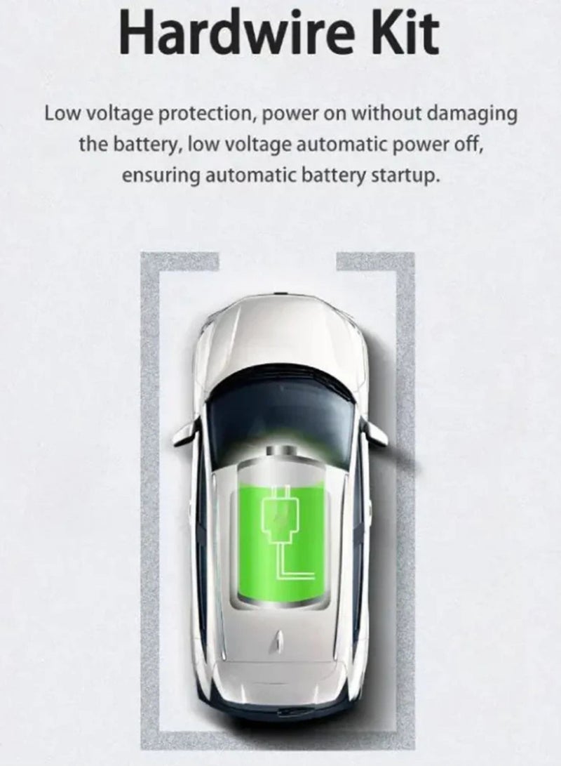 هيريج أوتوموتيف طقم توصيل كاميرا السيارة من بمنفذ Type-C، مراقبة وقوف 24 ساعة مع حماية من انخفاض الجهد، كابل شحن DVR للسيارة بخط Buck لتغذية مستمرة - Image 3