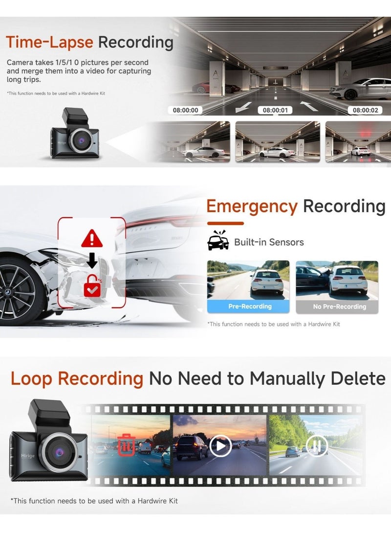 هيريج أوتوموتيف طقم توصيل كاميرا السيارة من بمنفذ Type-C، مراقبة وقوف 24 ساعة مع حماية من انخفاض الجهد، كابل شحن DVR للسيارة بخط Buck لتغذية مستمرة - Image 5