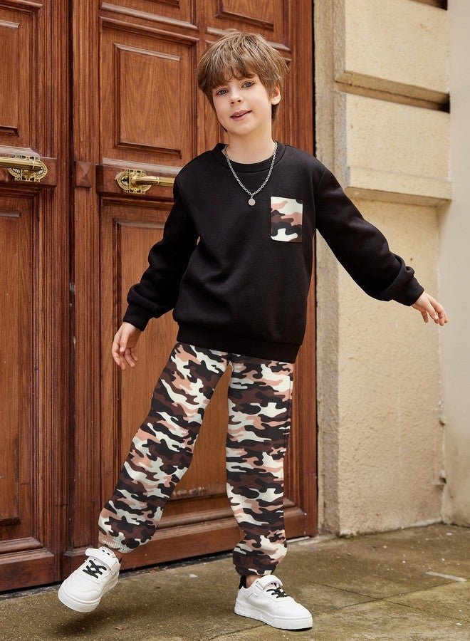 آرشنر طقم ملابس للأولاد من أرشينر، مكون من سويت شيرت وبنطال من الصوف بألوان متداخلة، مناسب لفصلي الخريف والشتاء. - Image 3