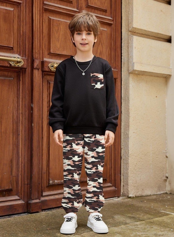 آرشنر طقم ملابس للأولاد من أرشينر، مكون من سويت شيرت وبنطال من الصوف بألوان متداخلة، مناسب لفصلي الخريف والشتاء. - Image 2