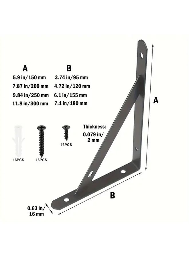 6 Inch 8 Pack Heavy Duty L Shaped Floating Shelf Brackets Metal Corner Support - Image 3