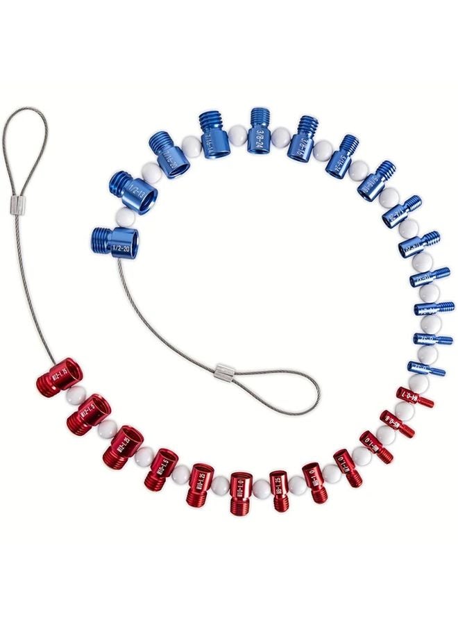 26pcs Aluminum Inch Metric Nut Bolt Thread Checker Gauge Set Detachable Wire Loop Design - Image 2