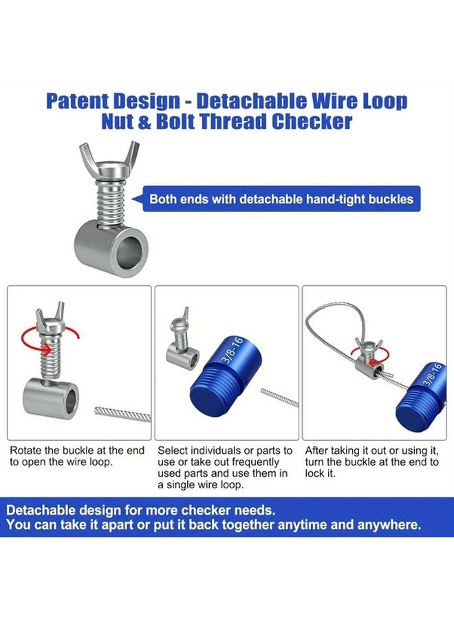 26pcs Aluminum Inch Metric Nut Bolt Thread Checker Gauge Set Detachable Wire Loop Design - Image 5