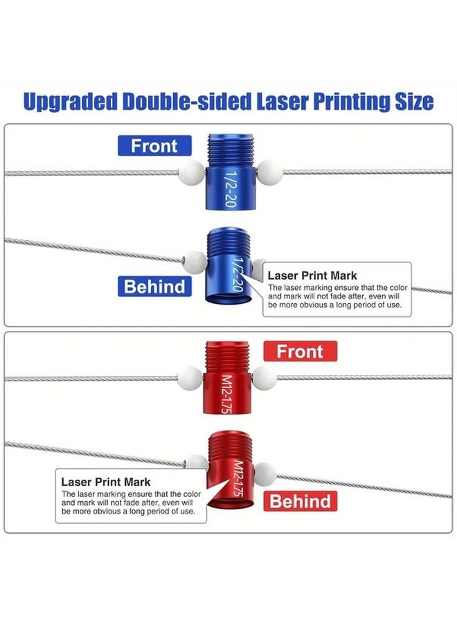 26pcs Aluminum Inch Metric Nut Bolt Thread Checker Gauge Set Detachable Wire Loop Design - Image 3