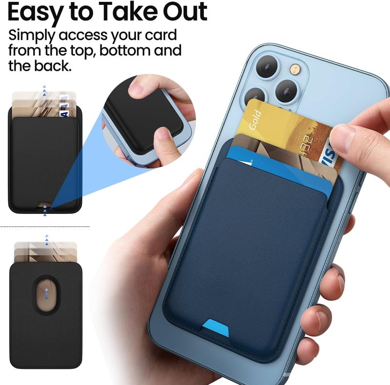 iLodn Magnetic Wallet Compatible with MagSafe for iPhone 17 16 15 14 13 12 Pro Max Air Plus Model, Mag 3 Safe Card Holder Stick on Accessories for Apple Cell Phone & Case, Cyaneous - Image 2