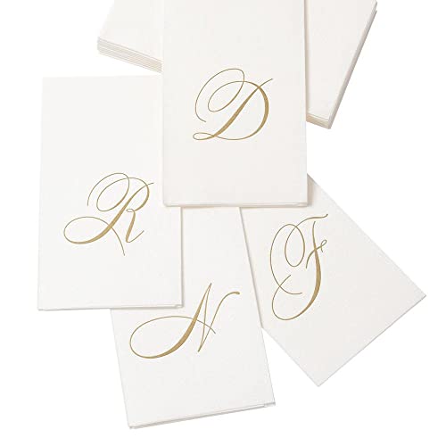 Caspari O, White Pearl Paper Linen Guest Towels, Monogram Initial, Pack of 24 (2900GG.O) - Image 2