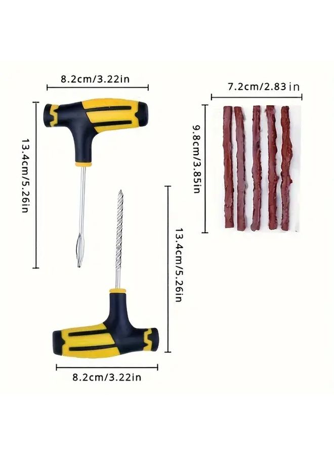 Yellow 7PCS Tire Repair Kit for Cars Motorcycles Puncture Fix Tools Metal Construction - Image 3