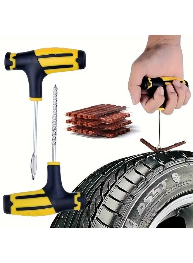 Yellow 7PCS Tire Repair Kit for Cars Motorcycles Puncture Fix Tools Metal Construction - Image 5