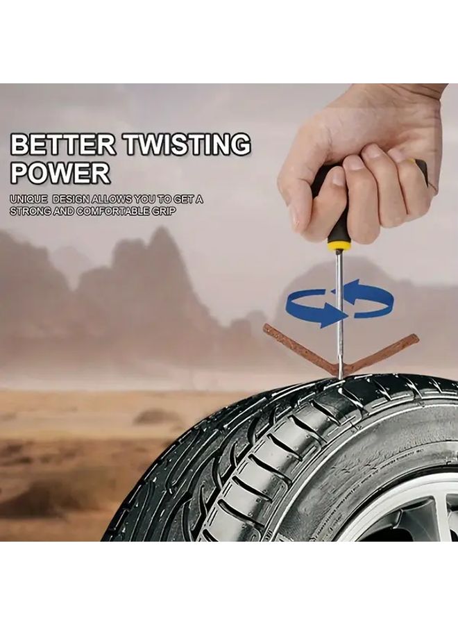 Yellow 7PCS Tire Repair Kit for Cars Motorcycles Puncture Fix Tools Metal Construction - Image 4