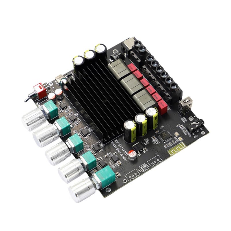 TPA3255 BT Power Amplifier Board Compact 2.1 Channel Digital Audio Amplifier Board with High Low Tone Subwoofer Output for Home Theater Car Audio System Black 112x102x28mm (Without case) - Image 1