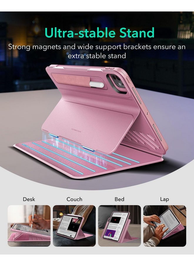 اي اس ار جراب ESR لجهاز iPad Pro مقاس 13 بوصة M4 (2024)، جراب دوار لجهاز iPad Pro 13 مع غطاء مغناطيسي قابل للإزالة، حامل قابل للتعديل عمودي/أفقي مع عرض شاشة مرتفع، 9 زوايا قائمة، سلسلة Shift، وردي  - Image 4