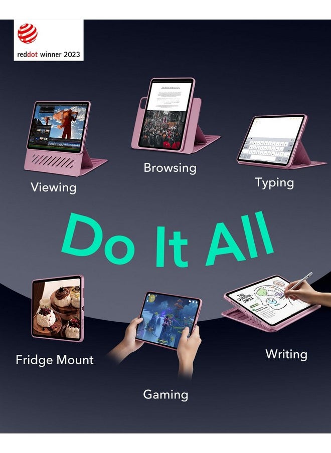 اي اس ار جراب ESR لجهاز iPad Pro مقاس 13 بوصة M4 (2024)، جراب دوار لجهاز iPad Pro 13 مع غطاء مغناطيسي قابل للإزالة، حامل قابل للتعديل عمودي/أفقي مع عرض شاشة مرتفع، 9 زوايا قائمة، سلسلة Shift، وردي  - Image 3