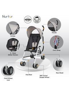 Nurtur Multicolor Lightweight Rex Buggy Stroller With Compact Foldable Canopy, Shoulder Strap For 6-36 Months  - Image 2