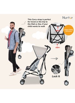 Nurtur Multicolor Lightweight Rex Buggy Stroller With Compact Foldable Canopy, Shoulder Strap For 6-36 Months  - Image 5