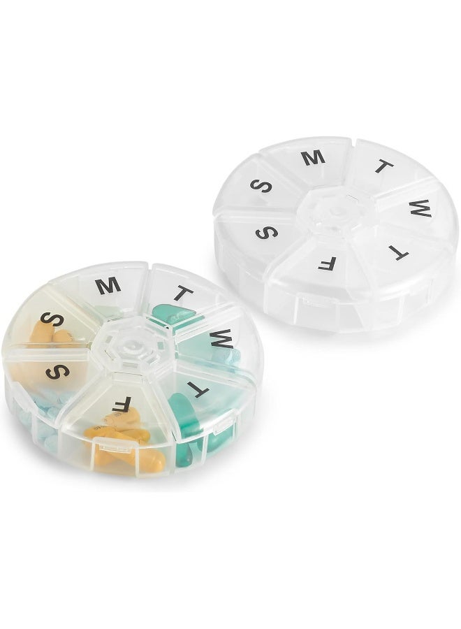 MEDca Weekly Pill Organizer Pack Of 2 Large Round Travel Medication Reminder Daily Monday To Sunday Compartments, 7 Days - Image 1
