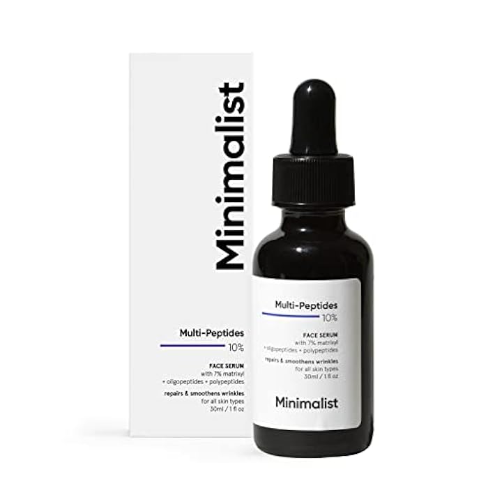 Minimalist Multi Peptide Night Face Serum for Anti Aging with Collagen Boosting | Reduces Wrinkles | Hydrating Serum With 7% Matrixyl 3000 & 3% Bio-Placenta | For Women & Men | 1 Fl Oz / 30 ml - Image 1