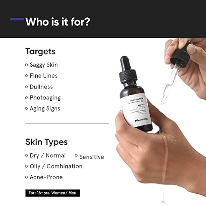 Minimalist Multi Peptide Night Face Serum for Anti Aging with Collagen Boosting | Reduces Wrinkles | Hydrating Serum With 7% Matrixyl 3000 & 3% Bio-Placenta | For Women & Men | 1 Fl Oz / 30 ml - Image 3