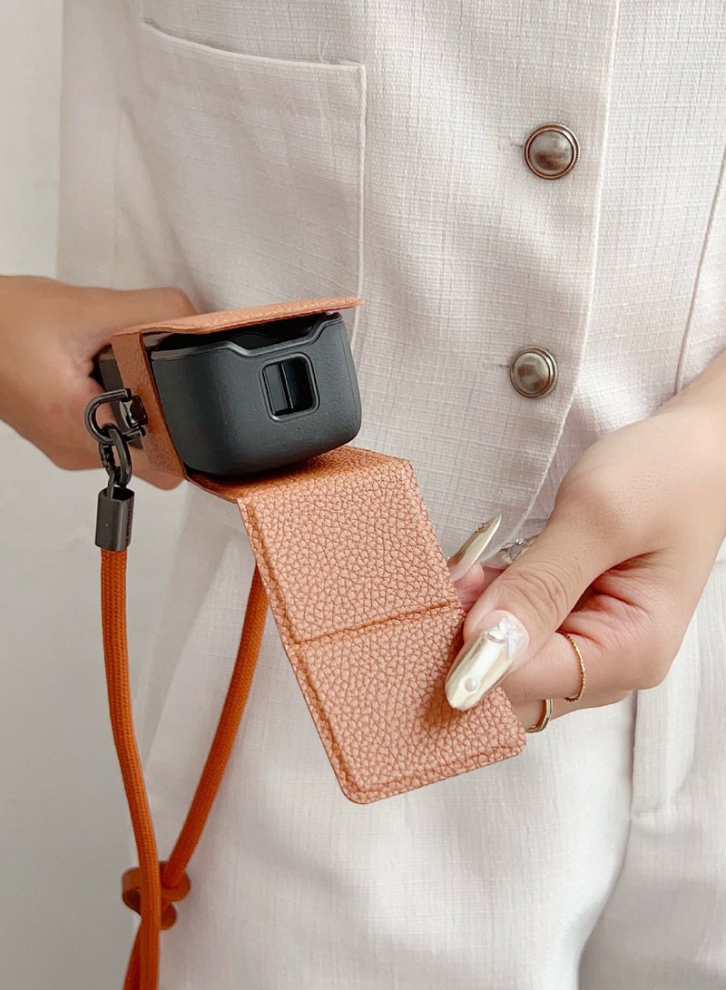 DJI Pocket 3 Camera Case – PU Leather Protective Cover with Shoulder Strap, Crossbody & Handheld Design, Half-Case Style, Camera Accessories Set with Strap, Brown - Image 2