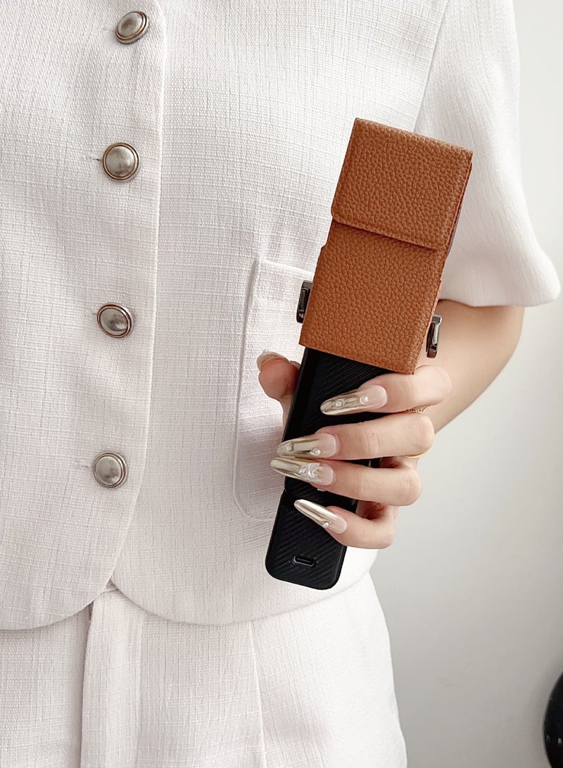 DJI Pocket 3 Camera Case – PU Leather Protective Cover with Shoulder Strap, Crossbody & Handheld Design, Half-Case Style, Camera Accessories Set with Strap, Brown - Image 3