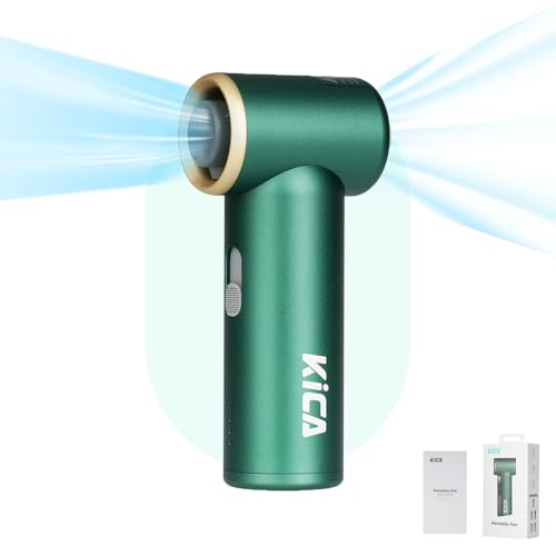 Kica Jetfan Mini-Handheld Portable Turbo Fan,Rechargeable Personal Fan,Stepless Speed Control,13Hrs Long-Lasting,Pocket-Sized Small Lightweight Jet fan for Travel/Outdoors Cooling,Green - Image 1