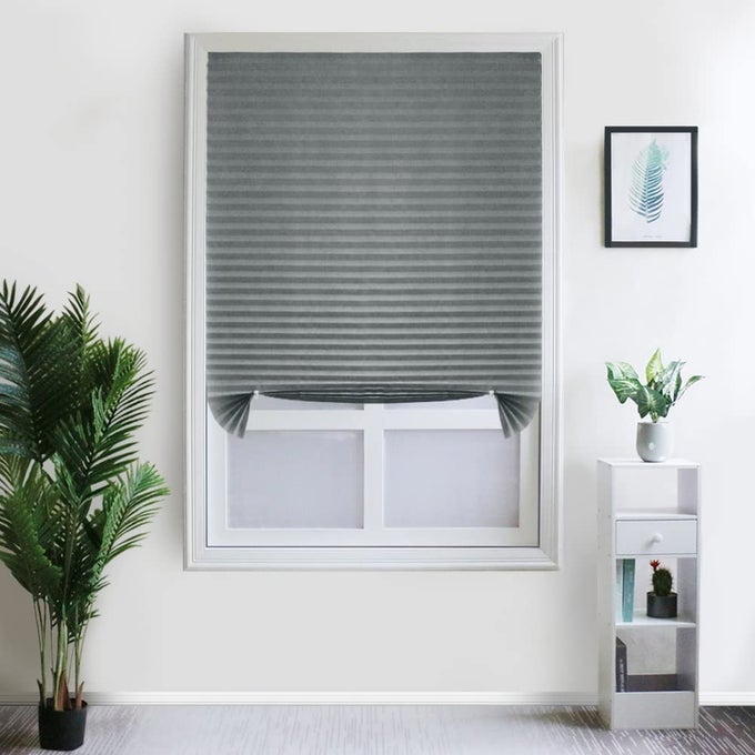 2 PACK TEMPORARY BLINDS FOR WINDOW SELF ADHESIVE PLEATED BLINDS CORDLESS NO DRILL FABRIC BLINDS ROOM DARKENING SHADES BLACKOUT SHADES FOR BATHROOM KITCHEN OFFICE 236 708 INCHWH