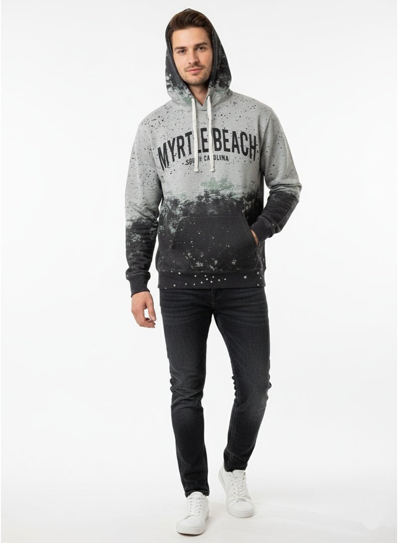 Coastal هودي أومبري للرجال من ميرتل بيتش - سويت شيرت بقلنسوة وسحاب أمامي بتدرج أسود ورمادي - Image 1