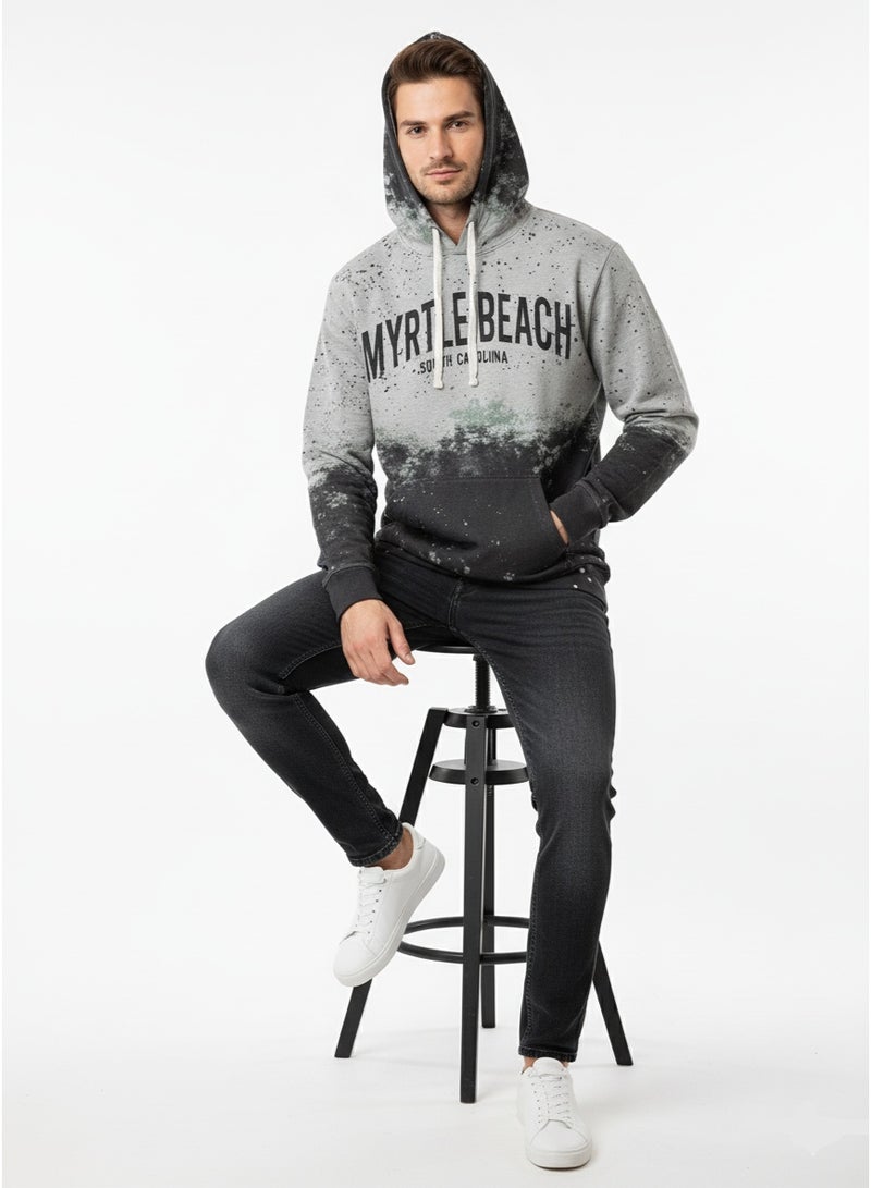 Coastal هودي أومبري للرجال من ميرتل بيتش - سويت شيرت بقلنسوة وسحاب أمامي بتدرج أسود ورمادي - Image 2