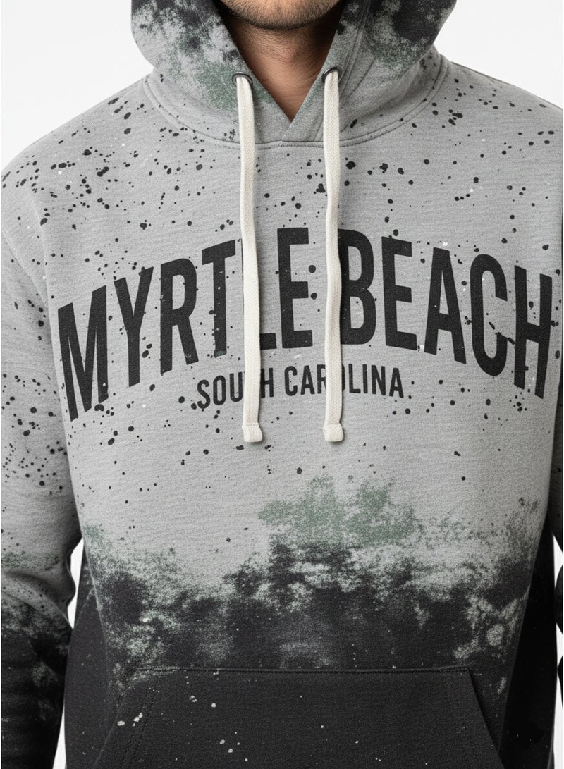 Coastal هودي أومبري للرجال من ميرتل بيتش - سويت شيرت بقلنسوة وسحاب أمامي بتدرج أسود ورمادي - Image 4
