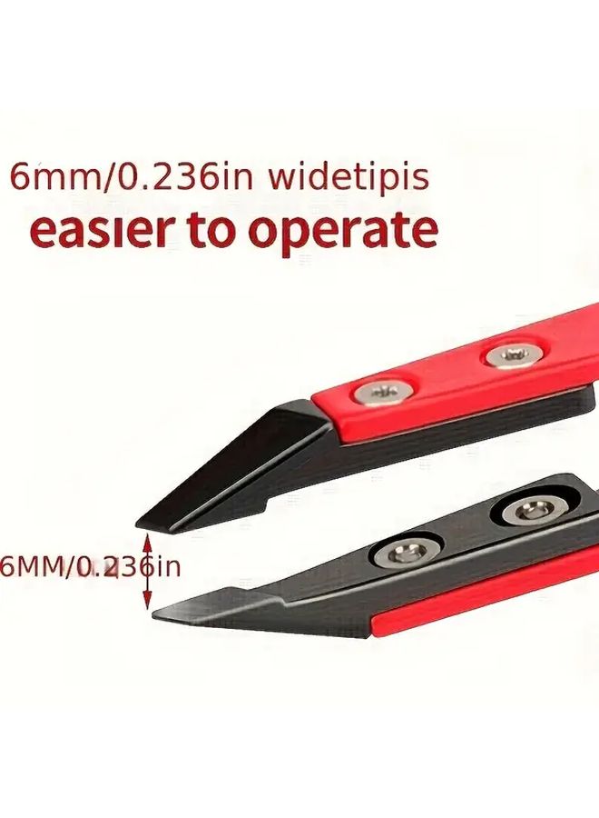 Red Slant Tip Eyebrow Tweezers For Women Precision Ceramic Ingrown Hair Removal Facial Plucking Beauty Tool - Image 5