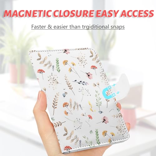 LumeTrav Passport Holder, Travel Wallet Cover with Pen Loop | Cute RFID Blocking Leather Case with Magnetic Closure for Travel Essentials-Flower - Image 5