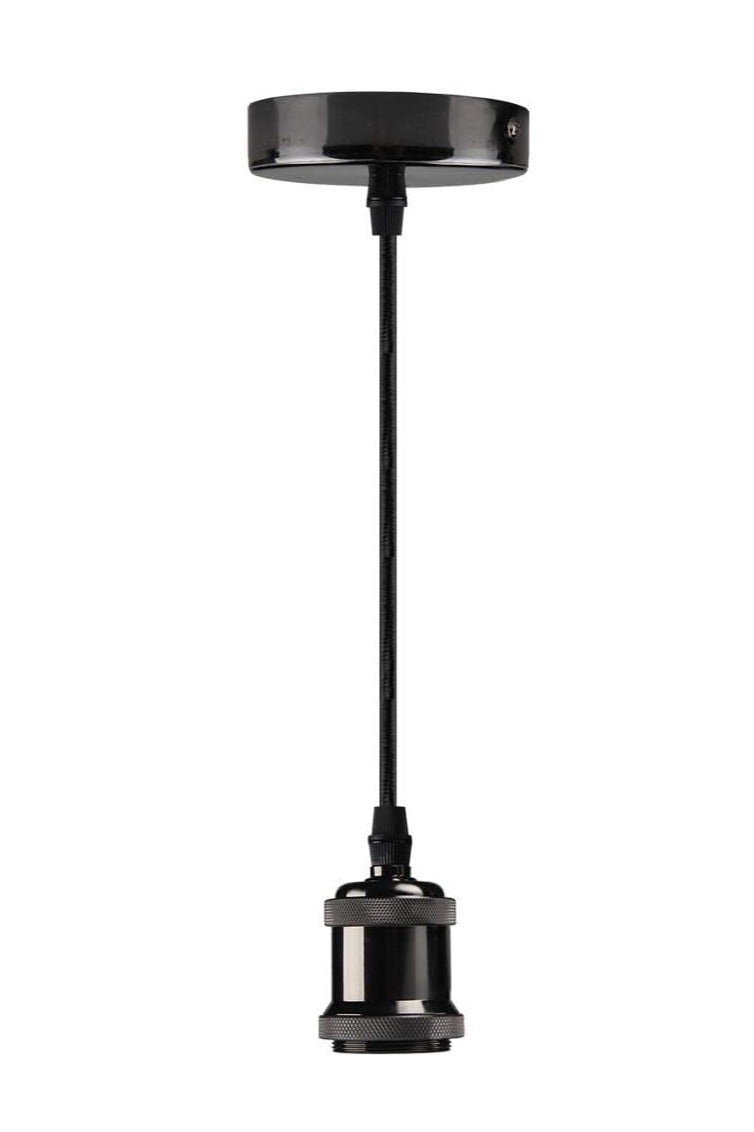 Midwest Ceiling Pendant & Lamp Holder, Metal Pendant Light Fitting, E27 Lamp Holder, Adjustable Cable Length, Fitting Set with Braided Fabric Cable (Black Chrome) Bulb not included - Image 3
