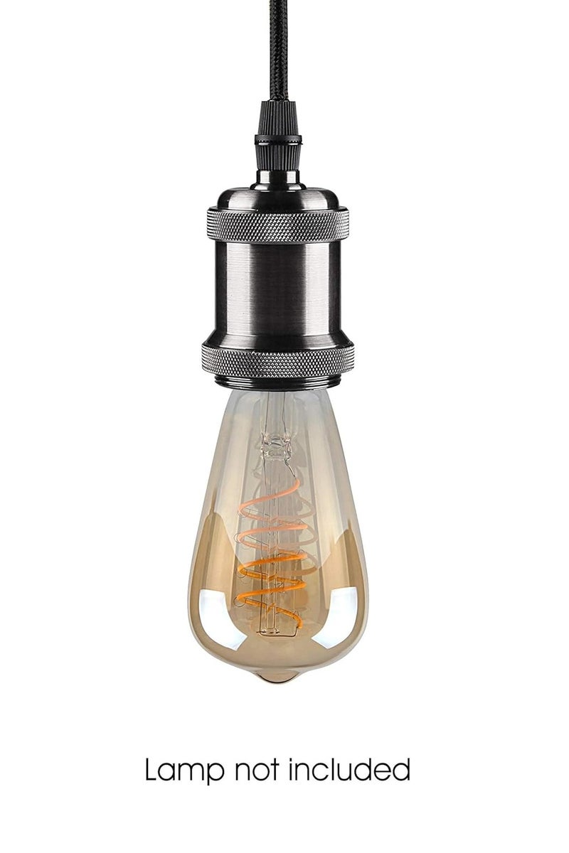 Midwest Ceiling Pendant & Lamp Holder, Metal Pendant Light Fitting, E27 Lamp Holder, Adjustable Cable Length, Fitting Set with Braided Fabric Cable (Black Chrome) Bulb not included - Image 4