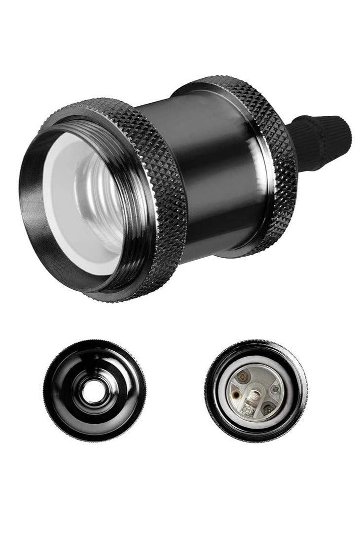 Midwest Ceiling Pendant & Lamp Holder, Metal Pendant Light Fitting, E27 Lamp Holder, Adjustable Cable Length, Fitting Set with Braided Fabric Cable (Black Chrome) Bulb not included - Image 2
