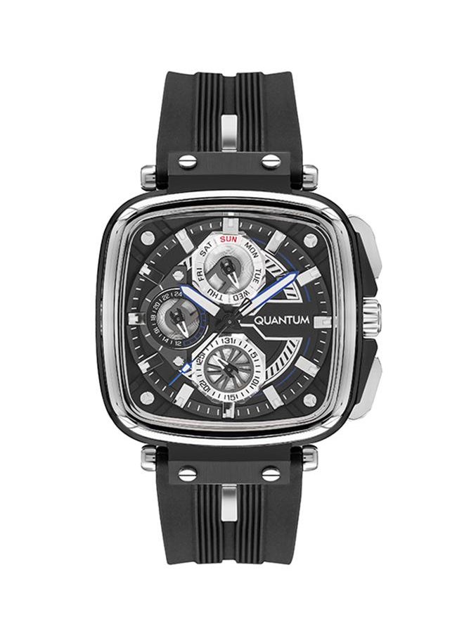 Quantum Quantum Men's Quartz Movement Watch, Multi Function Display and Silicon Strap Strap - PWG1014.351, Black  - Image 1