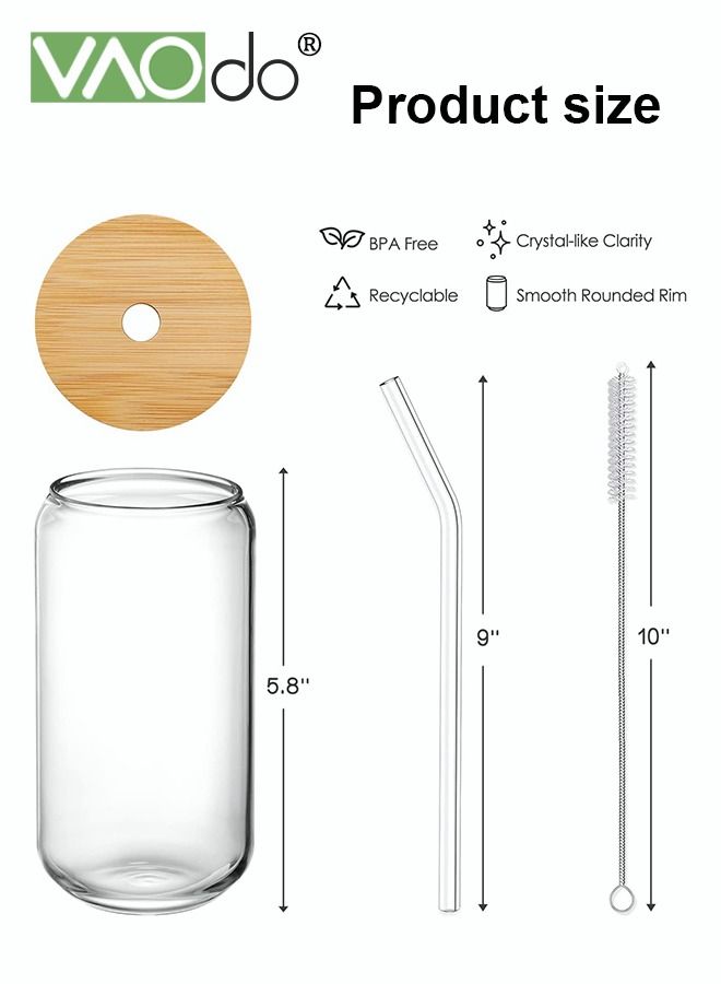 VAOdo 4PCS Glass Cups Set 500ML Large Capacity Free Cleaning Accessories Reusable Drinking Glasses Suitable for Teacups Sodas Iced Coffee Smoothies Etc - Image 2