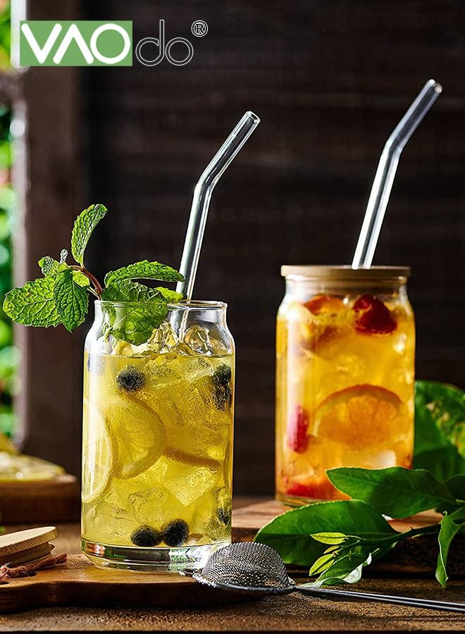 VAOdo 4PCS Glass Cups Set 500ML Large Capacity Free Cleaning Accessories Reusable Drinking Glasses Suitable for Teacups Sodas Iced Coffee Smoothies Etc - Image 4