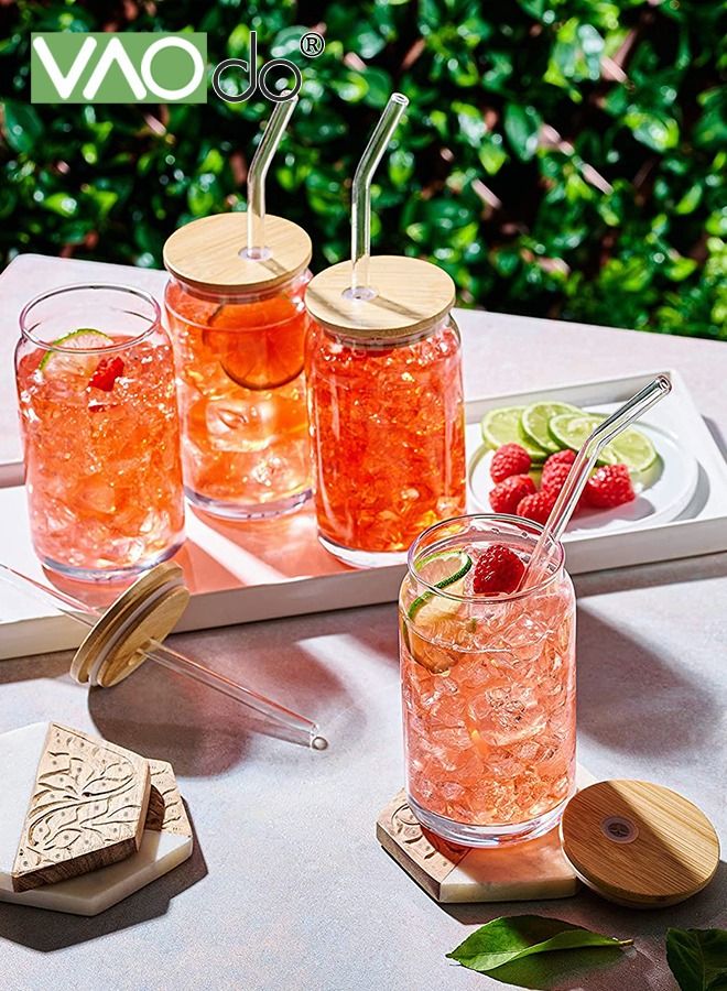 VAOdo 4PCS Glass Cups Set 500ML Large Capacity Free Cleaning Accessories Reusable Drinking Glasses Suitable for Teacups Sodas Iced Coffee Smoothies Etc - Image 3