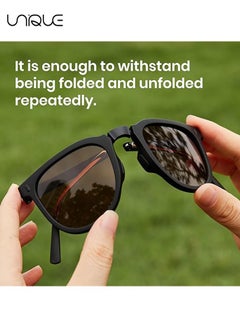 Unique Foldable Sun Glasses Women Men, Square Folding Easy Carry Foldable Shades UV Protection Lens, Sun Protection Sunglasses Suitable for Summer Outdoor Beach Travel Camping - Black Frame Blush  - Image 4