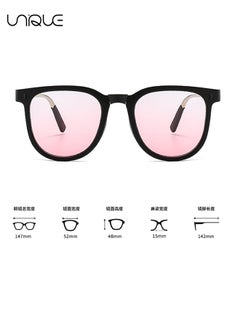 Unique Foldable Sun Glasses Women Men, Square Folding Easy Carry Foldable Shades UV Protection Lens, Sun Protection Sunglasses Suitable for Summer Outdoor Beach Travel Camping - Black Frame Blush  - Image 2