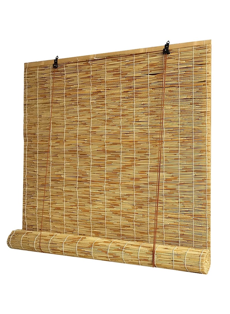 LINGWEI Bamboo Blind with Roller Accessories Bamboo Window Curtain Natural Window Hanging Bamboo Blind Carbonization Roller Blind Window Shades Reed Curtain For Home Garden - Image 1