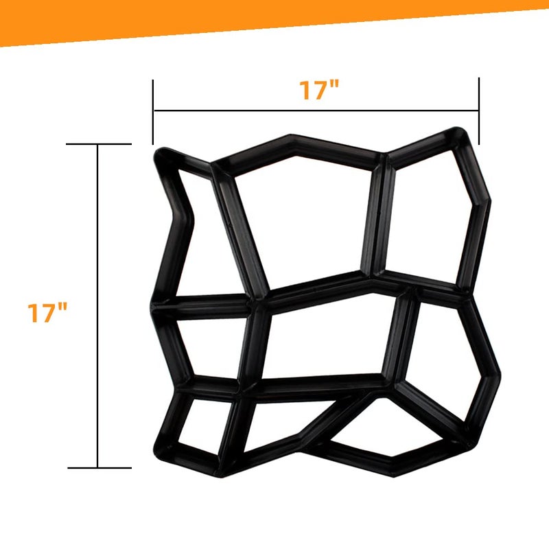 Avalution Reusable Concrete Mold 17"x17"x1.6" Walker Maker Courtyard Stepping Stone Molds Lawn Garden DIY Paving Mold(Irregular) - Image 2