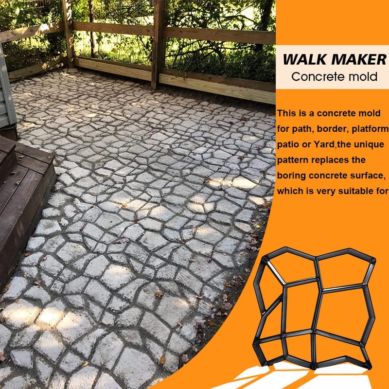 Avalution Reusable Concrete Mold 17"x17"x1.6" Walker Maker Courtyard Stepping Stone Molds Lawn Garden DIY Paving Mold(Irregular) - Image 3