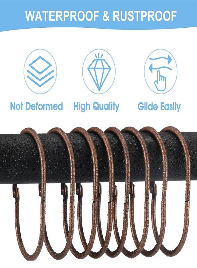 Goowin Shower Curtain Rings, 12 Pcs Shower Curtain Hooks, Oval Snap Shower Rings for Curtain, Metal Shower Curtain Rings Rust Proof, Glide Smoothly Shower Hooks for Shower Curtain Rod (Bronze) - Image 3