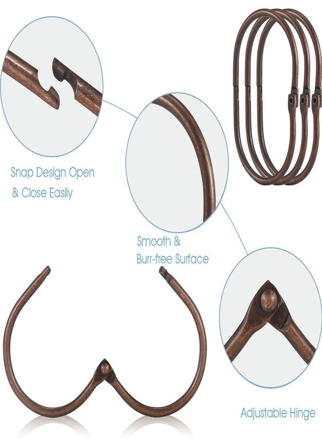 Goowin Shower Curtain Rings, 12 Pcs Shower Curtain Hooks, Oval Snap Shower Rings for Curtain, Metal Shower Curtain Rings Rust Proof, Glide Smoothly Shower Hooks for Shower Curtain Rod (Bronze) - Image 4