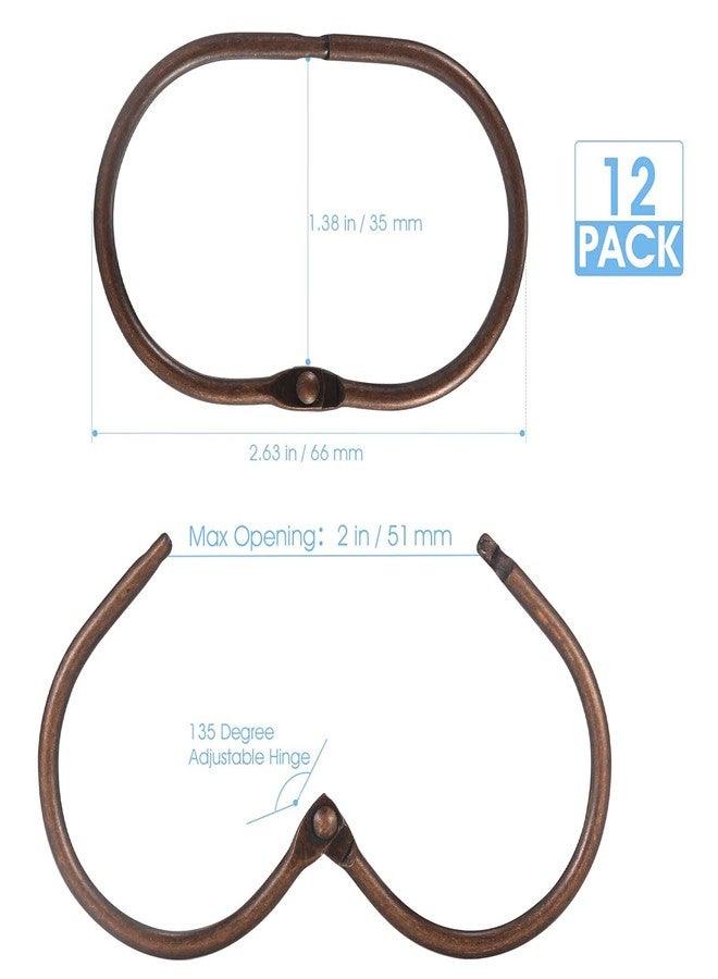 Goowin Shower Curtain Rings, 12 Pcs Shower Curtain Hooks, Oval Snap Shower Rings for Curtain, Metal Shower Curtain Rings Rust Proof, Glide Smoothly Shower Hooks for Shower Curtain Rod (Bronze) - Image 5