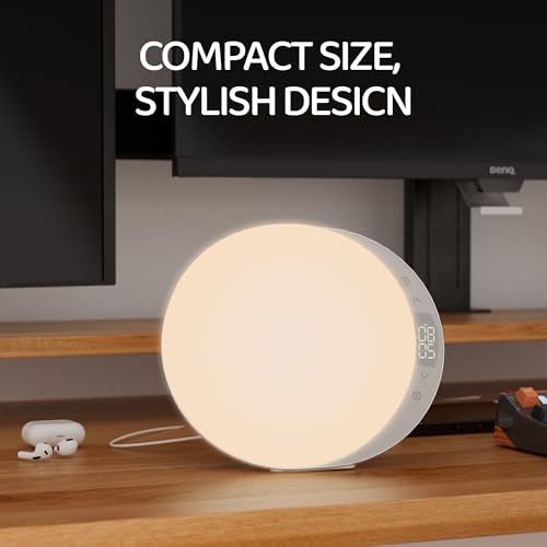 ANTDALIS Sunrise Alarm Clock for Heavy Sleepers Adults, Wake Up Light Dimmable Night Light for Kids Teens Bedroom Home Decor Girls Boys Women Gifts, 20 Color and Touch Control, Snooze, White - Image 2