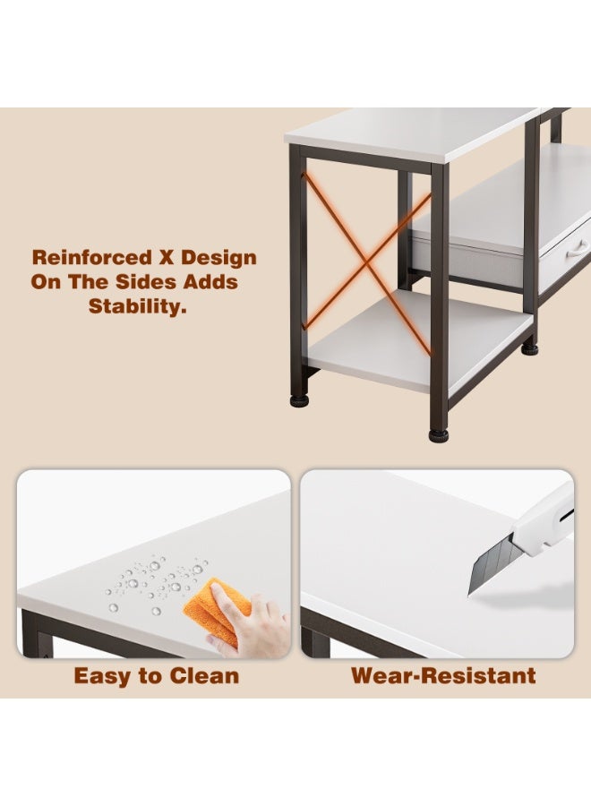 NEWLAN Modern TV Stand with Drawers and Shelves, Cabinet for 70 Inch TV. White TV Cabinet for bedroom, living room. 175*45*50cm TV Table. - Image 5