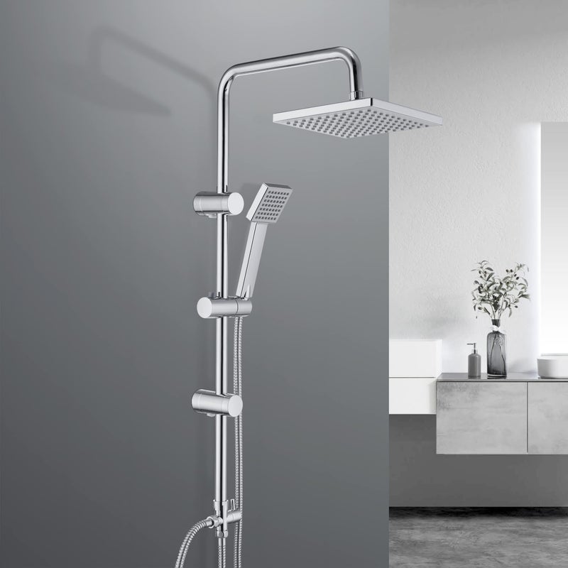 JOHO Bath Fitting with Hand Shower Set Shower System Single Lever Mixer Tap Shower Mixer Tap with Bath Spout and ABS Hand Shower - Image 1